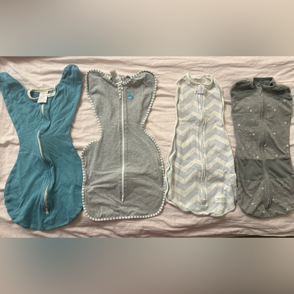 Lot of 6 Baby Swaddles and 1 Halo Sleep Sack sizes S and M